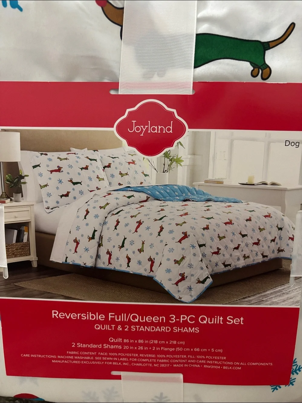 Joyland Reversible Full/Queen 3-PC‎ Quilt Set White Comforter